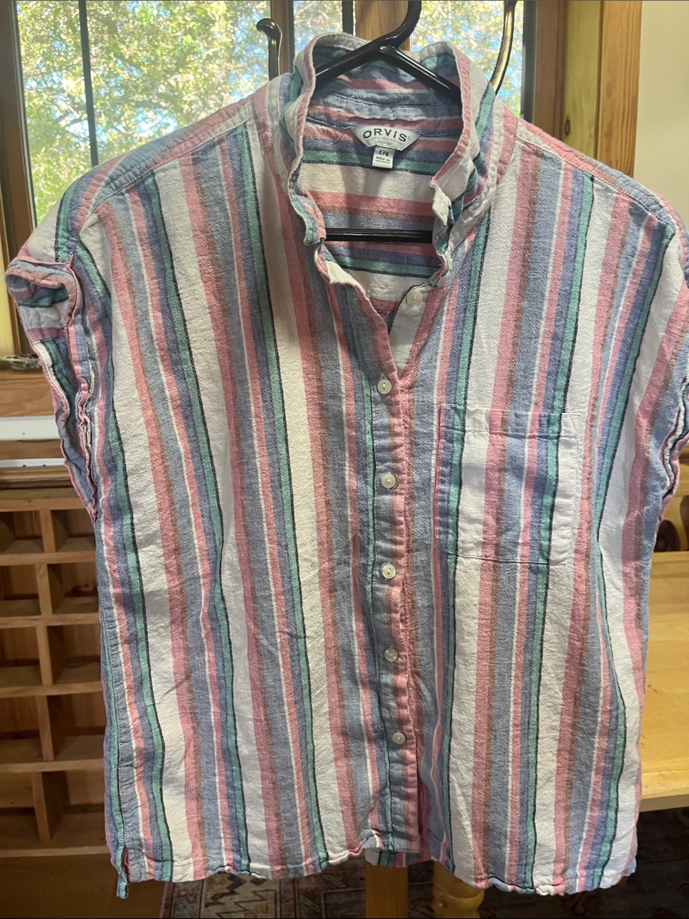 Orvis Women’s Pink Stripe Linen Button-Up Shirt